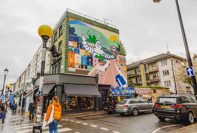 Large scale Michelin mural by Petra Eriksson on Portobello Road in London
