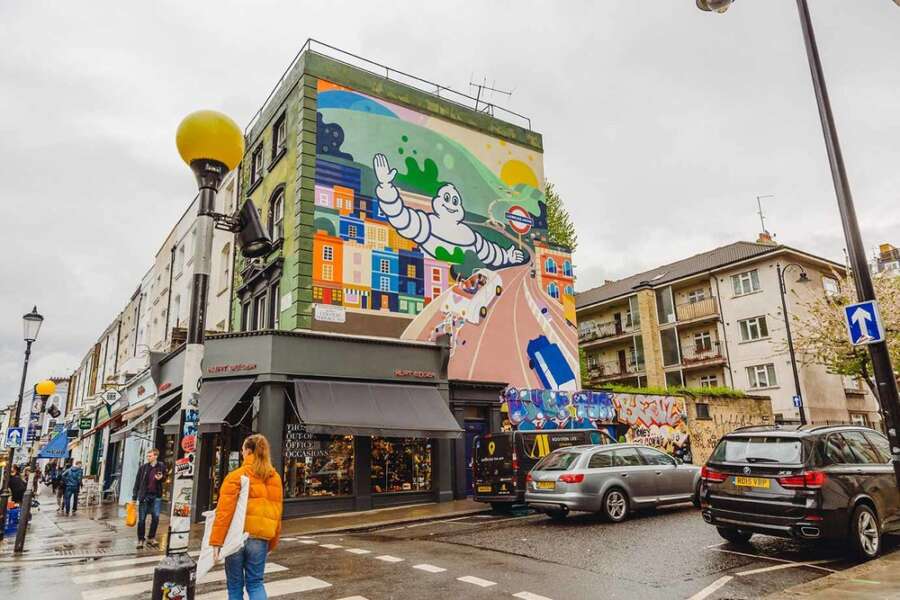 Large scale Michelin mural by Petra Eriksson on Portobello Road in London