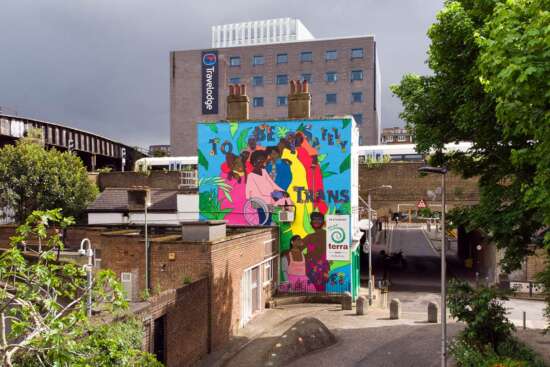 Street view of BLK Moody Boi mural on Gambia Street in Bankside London