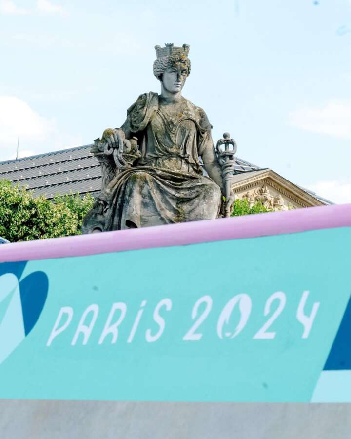 Paris 2024 Olympic skatepark mural graphics and branding detail
