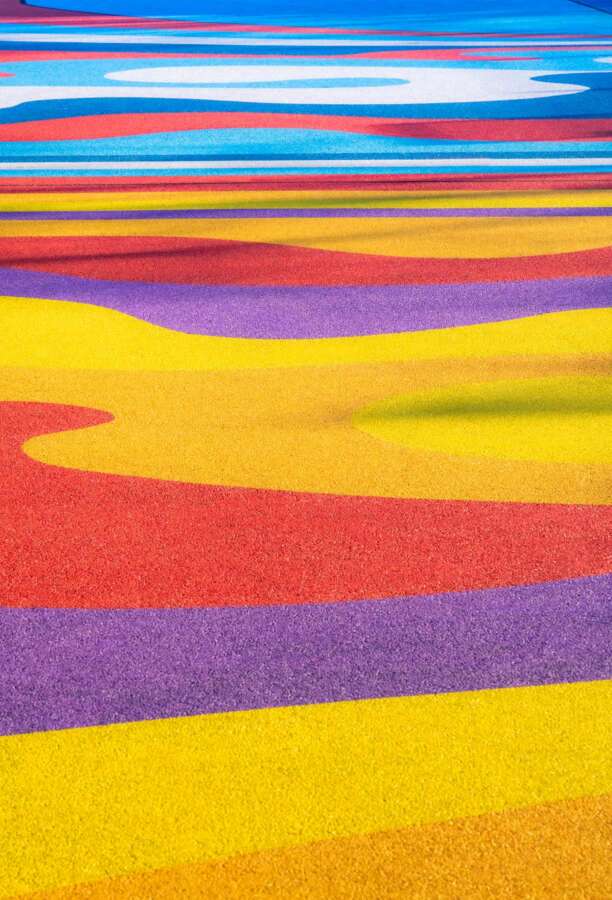 Paint texture detail from Hattie Stewart basketball court artwork
