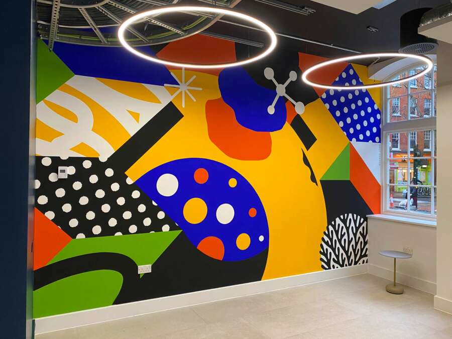 Interior wall mural by Darren John installed at the London School of Hygiene & Tropical Medicine in London