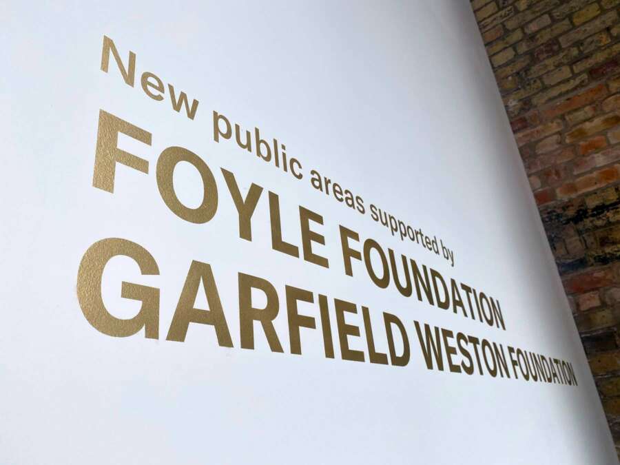 Hand painted gold donor lettering for the Foyle Foundation inside Brighton Dome