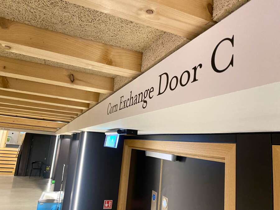 Hand painted Corn Exchange Door C lettering inside Brighton Dome