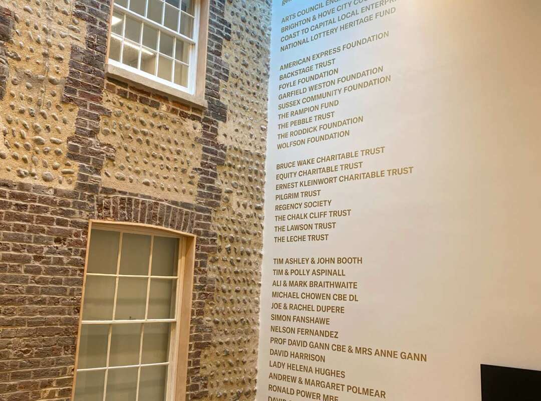 Brighton Dome Multi Storey Donor Wall Large hand painted donor wall spanning multiple floors inside Brighton Dome